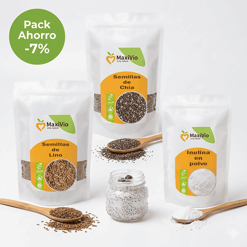 Pack Desayuno Omega & Fibra - Semillas de chia, semillas de lino, inulina en polvo